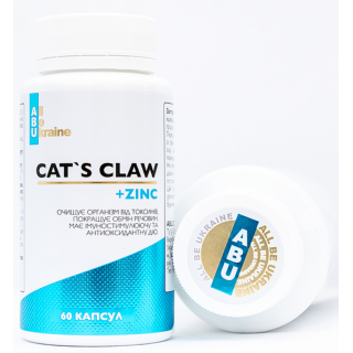 Котячий кіготь з вітаміном С та цинком Cat's Claw ABU, 60 капсул