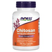 Хітозан з хромом, 500 мг, NOW Foods (Chitosan 500 mg Plus Chromium) 120 вегетаріанських капсул